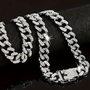 🩶 NEW Men's or Women’s Silver Rhinestone Chain Necklace 🩶